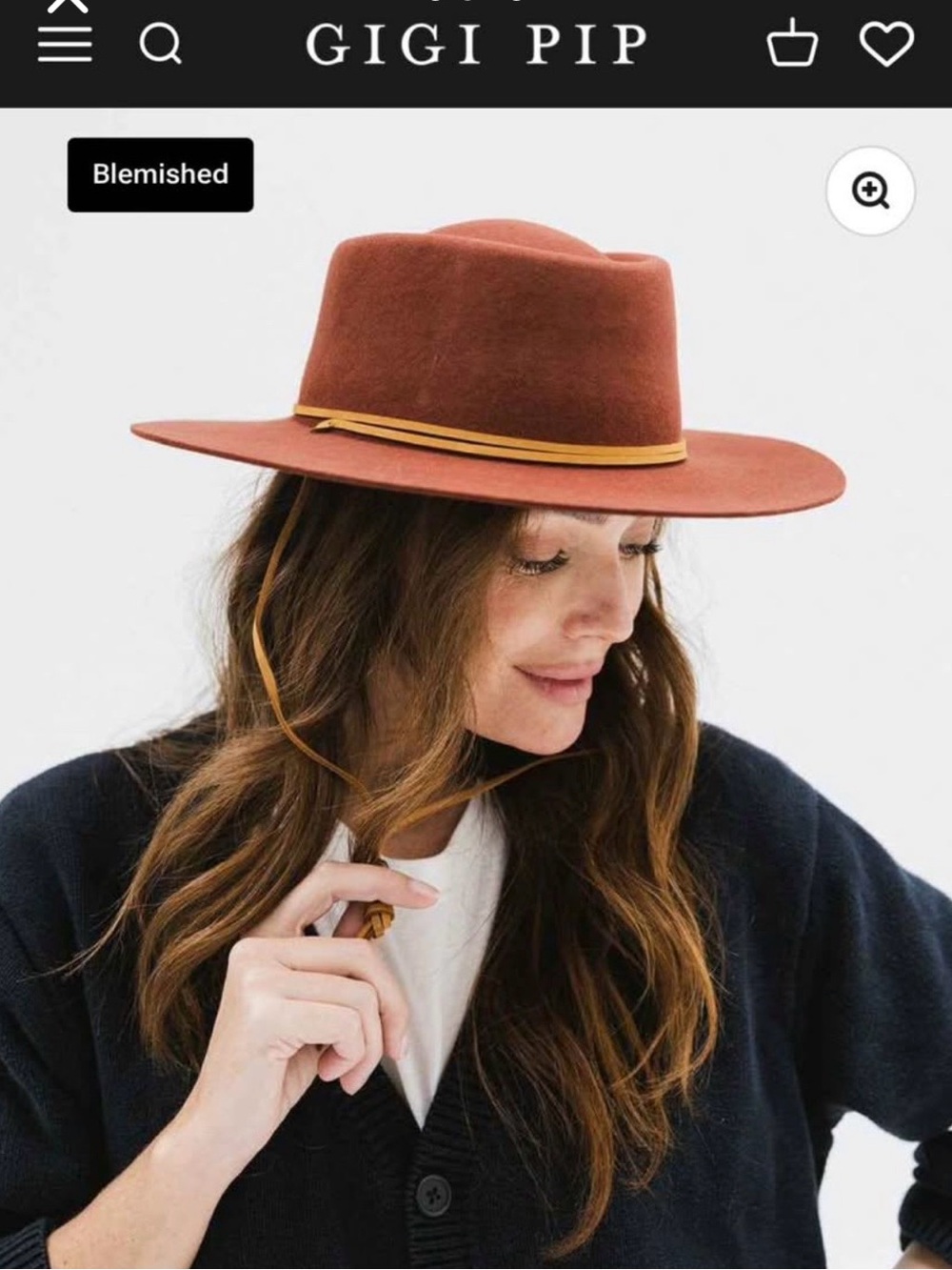 GIGI PIP Rust Felt Wide-Brim Hat with Tan Band